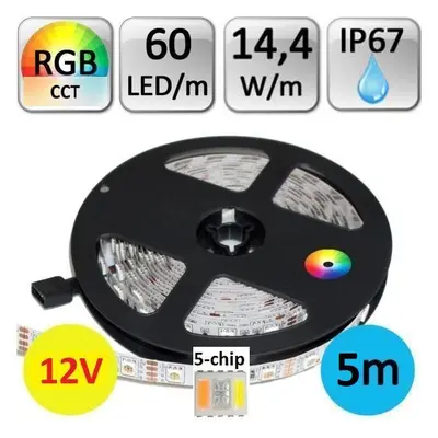 LED pásek 12V RGB+CCT SMD5050 5m 14,4W/m 60LED/m IP65