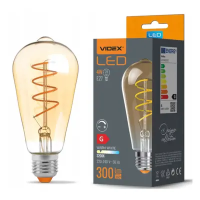 LED žárovka filament AMBER - E27 - 4W - ST64 - stmívatelná - teplá bílá