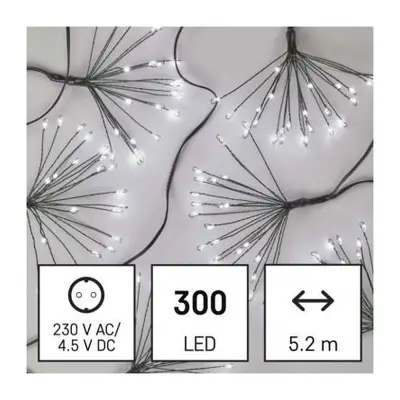 LED světelný řetěz - svítící trsy, nano, 5,2 m, vnitřní, studená bílá, časovač