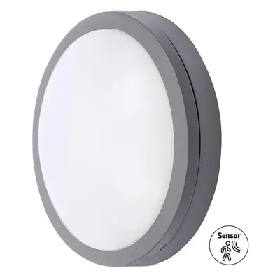 Solight LED venkovní osvětlení se senzorem Siena, šedé, 20W, 1500lm, 4000K, IP54, 23cm