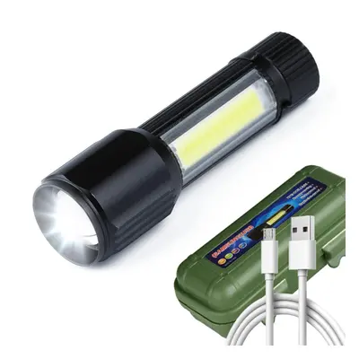 TL-502 | Malá hliníková XPE Q5 CREE + COB LED taktická svítilna | funkce zoom, vestavěná dobíjec