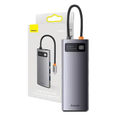 Rozbočovač 6v1 Baseus řady StarJoy, USB-C na HDMI + 3 x USB 3.0 + USB-C PD + RJ45