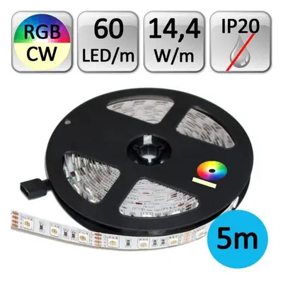 LED pásek 5m RGB+CW studená bílá 14,4W/m 60LED/m 5050