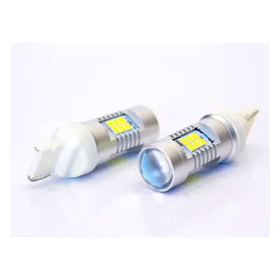 LED auto žárovka LED T20 21 SMD 2835 s čočkou W21W WY21W