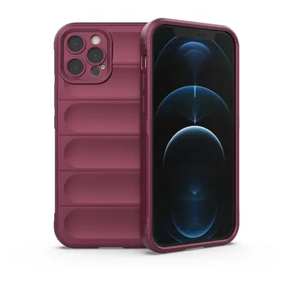 Pouzdro Magic Shield pro iPhone 12 Pro flexibilní pancéřované pouzdro vínové barvy