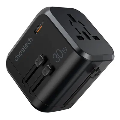 Cestovní nabíječka Choetech PD5008, 3xUSB-A, 1xUSB-C, GaN, 30W (černá)