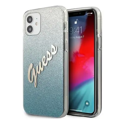 Pouzdro Guess Glitter Gradient Script pro iPhone 12 mini - modré