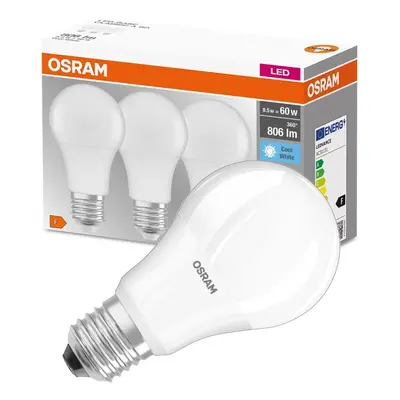 3PAK LED žárovka LED E27 A60 8,5W = 60W 806lm 4000K Neutrální 300° OSRAM