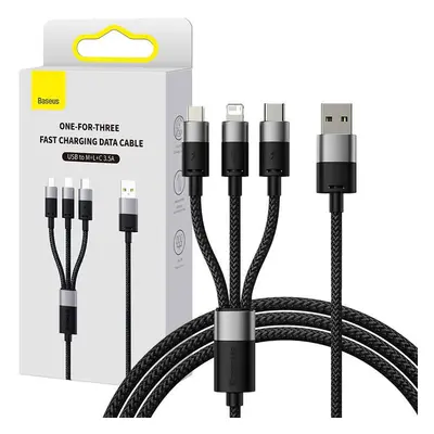 Baseus StarSpeed USB na M+L+C 3,5A rychlonabíjecí kabel 0,6M (černý)