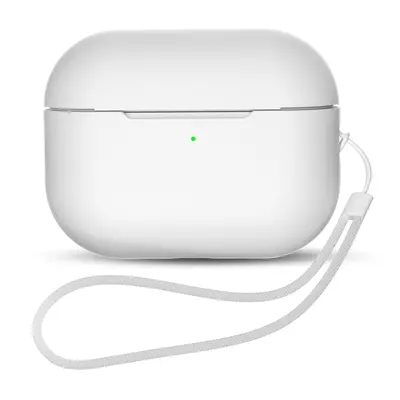 Silikonové pouzdro pro AirPods Pro 2 / AirPods Pro 1 + šňůrka na zápěstí - bílé