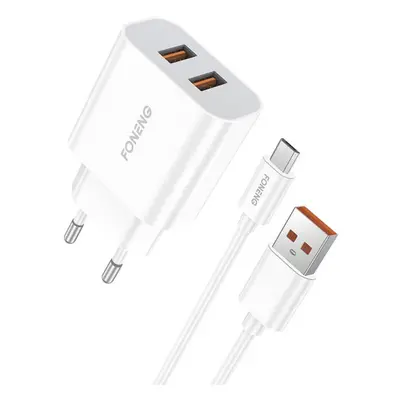 2x síťová nabíječka USB Foneng EU45 + kabel USB Micro