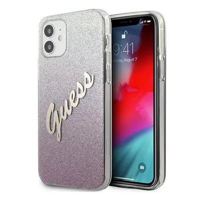 Pouzdro Guess Glitter Gradient Script pro iPhone 12 mini - růžové