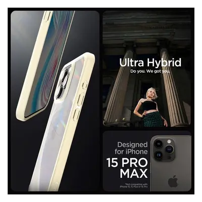 Spigen Crystal Hybrid pouzdro pro iPhone 15 Pro Max - průhledné béžové