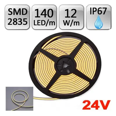 LED Neon Flex pásek 5m 24V 140ks/m SMD2835 12W/m, 4x10mm, voděodolný, TEPLÁ BÍLÁ