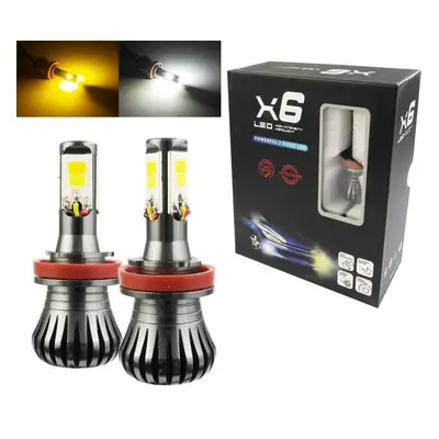 LED auto žárovka LED COB H9 H11 DUAL COLOR JDM 50W s chladičem 12000lm