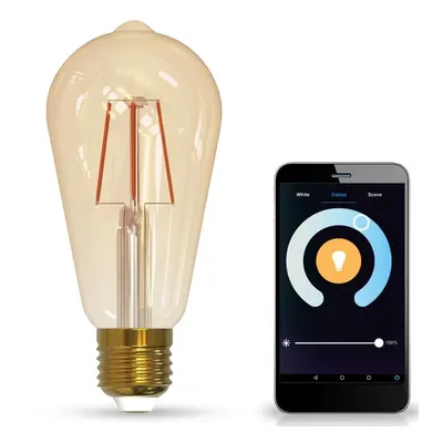 LED žárovka LED E27 ST64 5,5W 470lm 1800K-2700K 320° Filament GOLDLUX (Polux) Smart WiFi TUYA