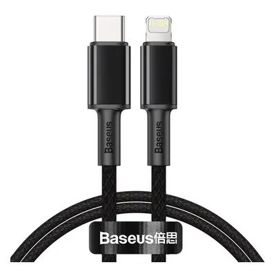 Kabel USB-C na Lightning Baseus High Density Braided, 20W, 5A, PD, 1m (černý)