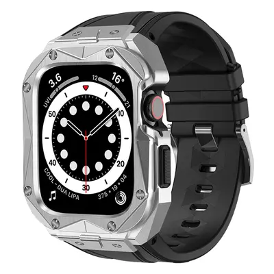 Pancéřové pouzdro Kingxbar CYF140 2 v 1 pro Apple Watch SE, 6, 5, 4 (44 mm) z nerezové oceli s ř