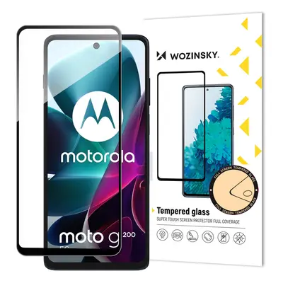 Wozinsky Full Glue Tvrzené sklo Motorola Moto G200 5G 9H Celoplošné tvrzené sklo s černým rámečk