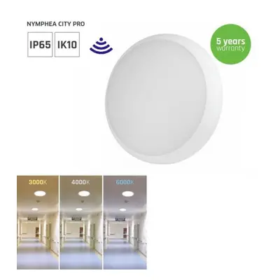 LED svítidlo - plafon NYMPHEA CITY PRO 18W s mikrovlným čidlem, IP65, CCT 1800lm