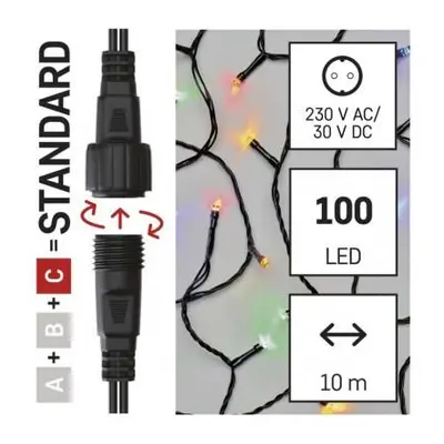 Standard LED spojovací vánoční řetěz, 10 m, venkovní i vnitřní, rGB nebo CCT