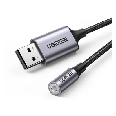 UGREEN CM477, audio adaptér USB na mini jack 3,5 mm AUX (šedý)