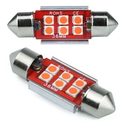 Auto LED žárovka C5W 6 SMD 3535 CAN BUS červená 42 mm