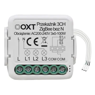 OXT mini reléový modul 3 okruhy bez N ZigBee TUYA