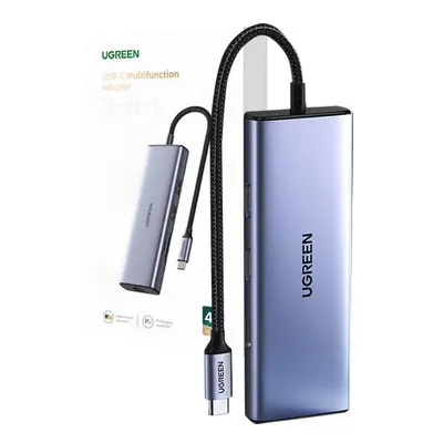 Rozbočovač UGREEN 9v1 CM490 USB-C, 2x USB-A 3.0, USB-A 2.0, 2x HDMI 4K/60Hz, SD/TF, adaptér RJ45