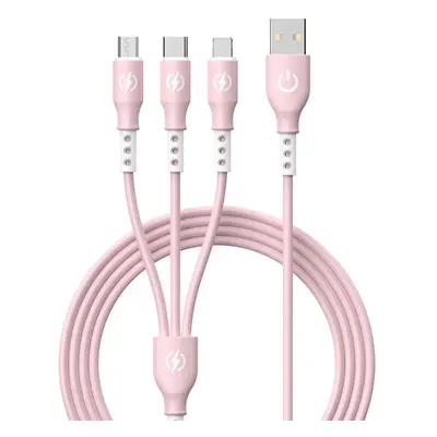 B2-3v1-růžová | USB kabel se třemi nabíjecími konektory