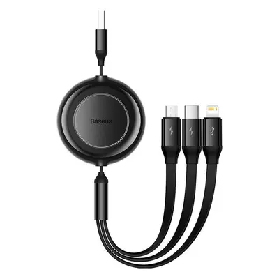 Kabel 3 v 1 Baseus Bright Mirror 2 USB, micro USB / Lightning / USB-C, plochý, 3,5 A, 1,1 m (čer