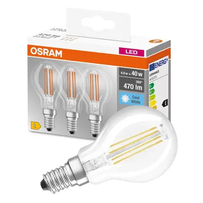 3PAK LED žárovka LED E14 P45 4W = 40W 470lm 4000K Neutrální 320° Filament OSRAM Base