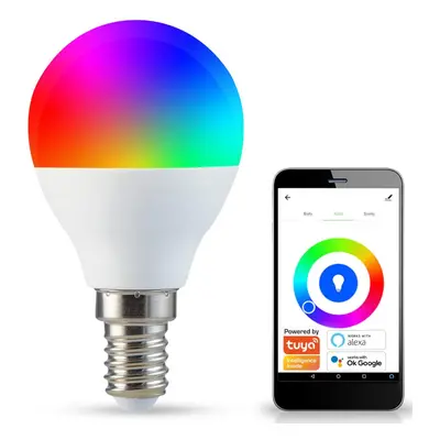 LED žárovka LED E14 G45 5,5W 470lm 2700K-6500K RGB 150° GOLDLUX (Polux) Smart WiFi TUYA