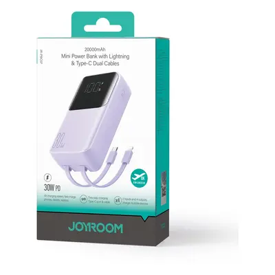 Joyroom mini powerbank JR-PBC07 20000mAh 30W s kabely USB-C a Lightning - fialová