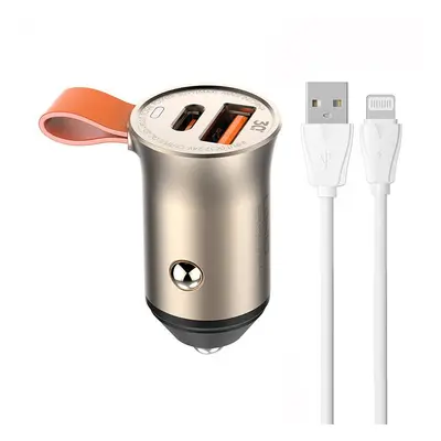 LDNIO C509Q USB, USB-C 30W nabíječka do auta + Lightning kabel