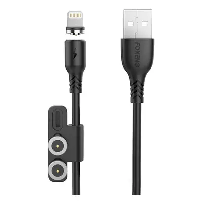 Magnetický kabel 3 v 1 z USB na USB-C / Lightning / Micro USB Foneng X62, 2,4 A, 1 m (černý)