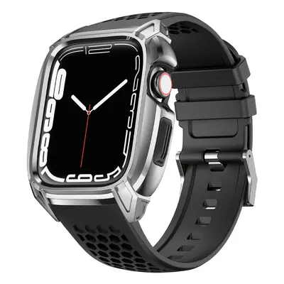 Pancéřové pouzdro 2 v 1 Kingxbar CYF148 pro Apple Watch SE, 6, 5, 4 (44 mm) z nerezové oceli s ř