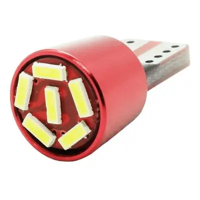 Auto LED žárovka W5W T10 6 SMD 3014 PŘEDNÍ CAN BUS ČERVENÁ