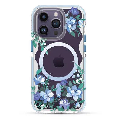 Magnetické pouzdro Kingxbar Flora Series pro iPhone 14 Plus MagSafe s potiskem květů orchidejí