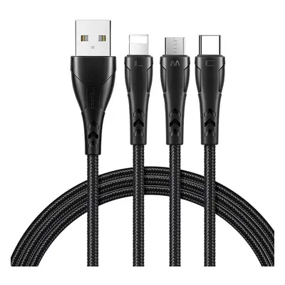 Kabel 3 v 1 USB na USB-C / Lightning / Micro USB, Mcdodo CA-6960, 1,2 m (černý)