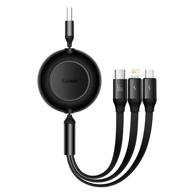 Kabel 3 v 1 Baseus Bright Mirror 3 USB, micro USB / Lightning / USB-C, 66W / 2A, 1,1 m (černý)