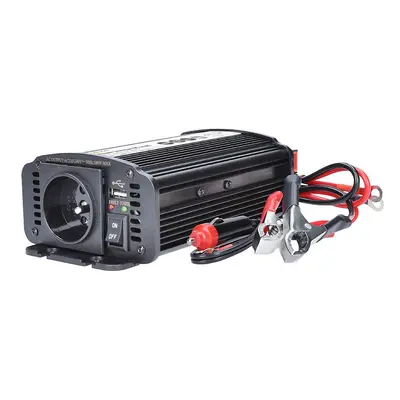 Solight invertor 12V, USB 500mA, kovový, černý, max. zatížení: 300W