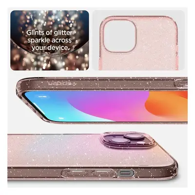 Spigen Liquid Crystal Glitter pouzdro pro iPhone 15 Plus - růžové průsvitné