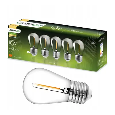 5-PAK LED žárovka LED E27 ST14 1W = 10W 2700K Teplá 100lm Filament do Girlandy LUMILED