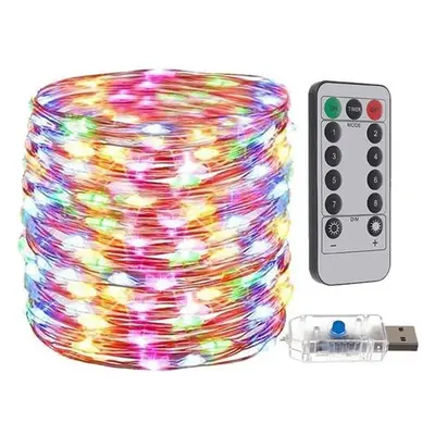 Vánoční osvětlení USB na dálkové ovládaní - 300 LED barevné.