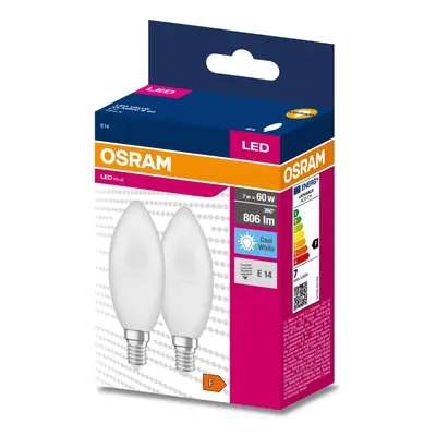 2PAK LED žárovka LED E14 B35 7W = 60W 806lm 4000K Neutrální 220° OSRAM VALUE