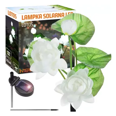 FLD-25-BÍLÁ | LED solární zahradní lampa Lotus, Water Lily | 72 cm, 600 mAh