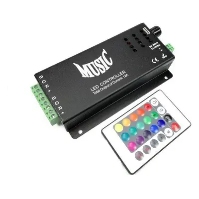 MUSIC RGB kontroler s IR ovladačem pro RGB LED pásky 144W 24 tlačítek