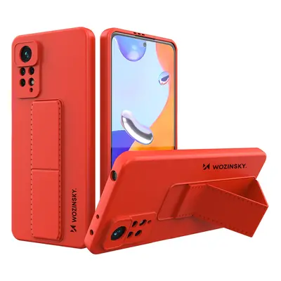 Wozinsky Kickstand Case silikonové pouzdro se stojánkem pro Xiaomi Redmi Note 11 Pro červené