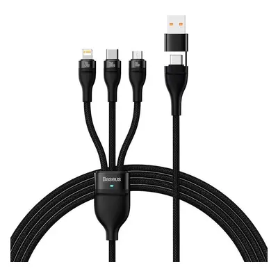 Kabel USB 3 v 1 Baseus Flash Series 2, USB-C + micro USB + Lightning, 100 W, 1,2 m (černý)